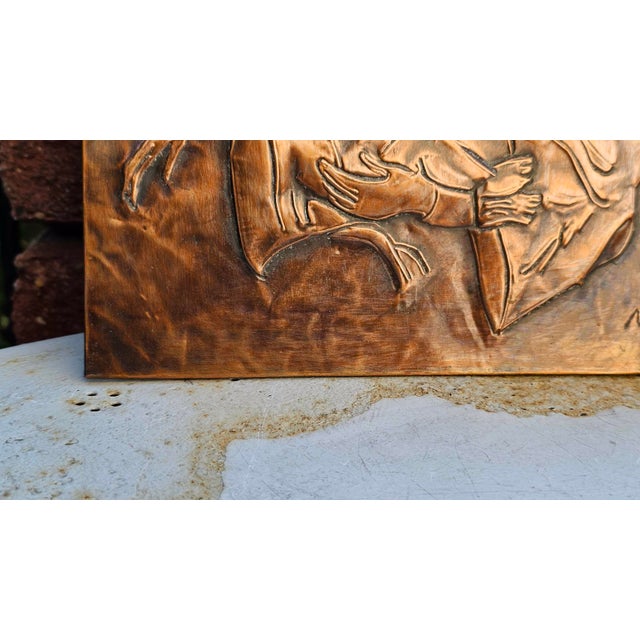 Bas-Relief Painting in Copper wth Mother of God Motif by M.A., 1950s-1970s For Sale - Image 4 of 10