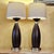 Pair of Contemporary Espresso Wood Hourglass Lamps With Brushed Nickel Accents and Linen Shades For Sale - Image 10 of 18