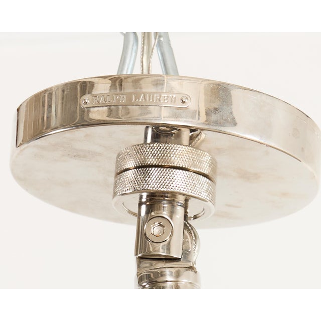 Silver Ralph Lauren "Barrett Large Knurled Chandelier" Polished Nickel For Sale - Image 8 of 18