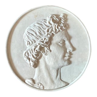 Vintage Classical Bas Relief Portrait of Apollo Medallion For Sale