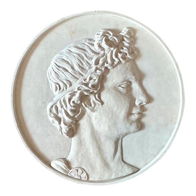 Vintage Classical Bas Relief Portrait of Apollo Medallion For Sale