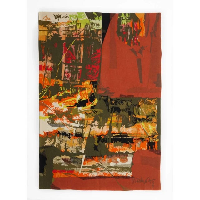 Rug & Kilim Vintage Signed Matégot Aubusson Frémissement Abstract Tapestry - Rug & Kilim For Sale - Image 4 of 6