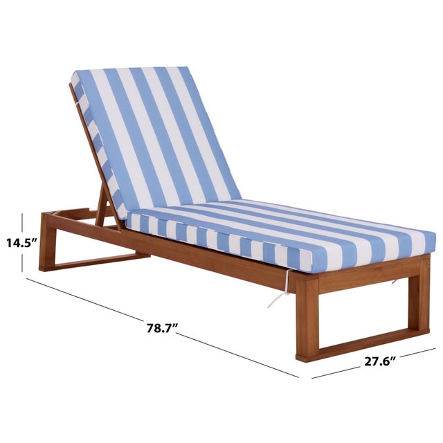 2020s Sophie Chaise Lounge, Natural/Baby Blue Stripe For Sale - Image 5 of 12