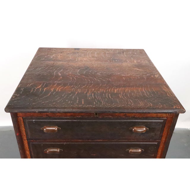 Brown Antique Industrial Quarter Sawn Storage Oak Cabinet For Sale - Image 8 of 16