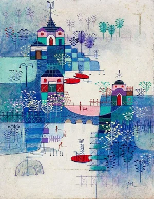 Heshi Yu, Abstract Village Naive Chinese Modernist Painting