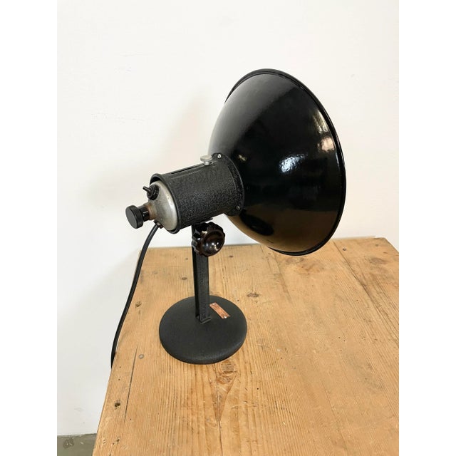 Vintage Industrial Black Enamel Table Lamp, 1950s For Sale - Image 6 of 14