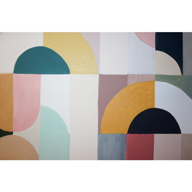 2020s 2026, Art Deco Style, Bauhaus Painting on Canvas, Ivory and Black Transitions, Geometric Grid by Natalia Roman For Sale - Image 5 of 8