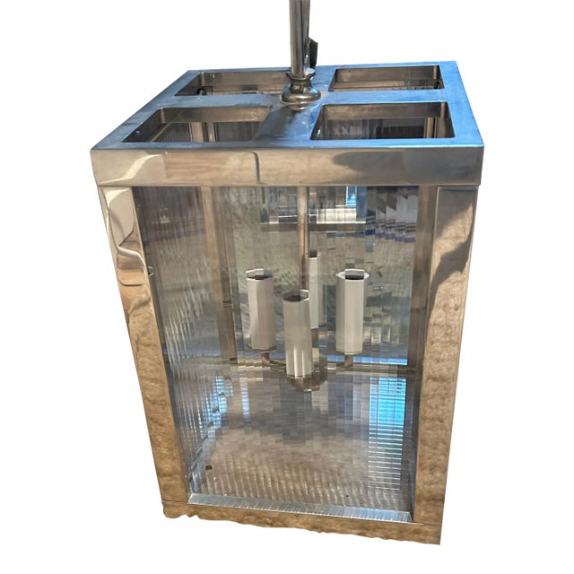 Remains Lighting Heron Modern Rectangular Nickel Lantern From Remains For Sale