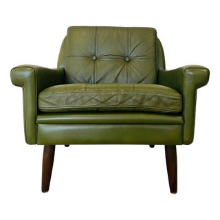 Vintage Danish Olive Green Lounge Chair by Svend Skipper, 1960s For Sale