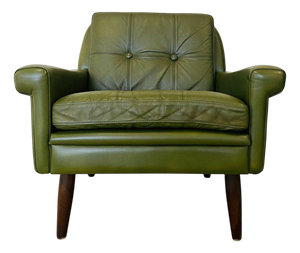 Vintage Danish Olive Green Lounge Chair by Svend Skipper, 1960s