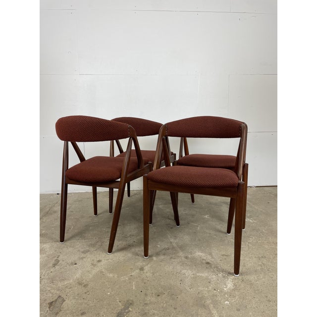 Mid-Century Modern Model 31 Dining Chairs in Teak attributed to Kai Kristiansen for Schou Andersen, Denmark, 1960, Set of 4 For Sale - Image 3 of 17