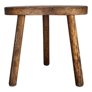 Vintage French Wooden Tripod Stool, 1950 For Sale