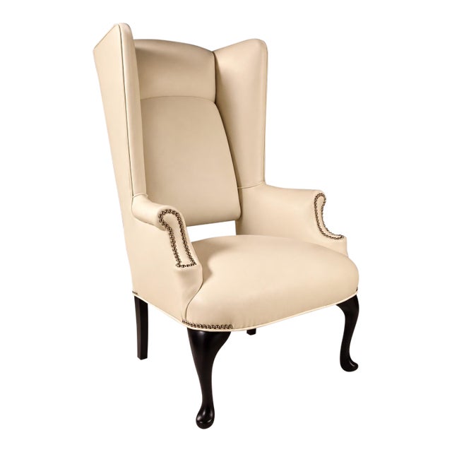 Queen Anne Style Wingback Chair , From Antique to Modern Design, One of a Kind Piece For Sale