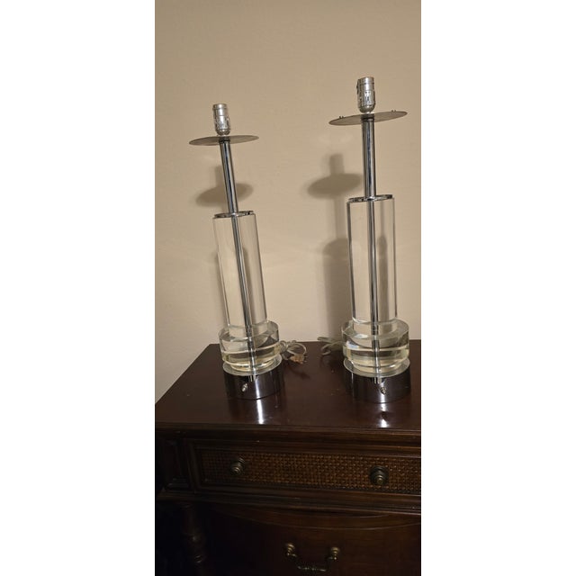 1970s Mid Century Modern Acylic Lamps For Sale - Image 4 of 6