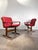 Mid-Century Modern 1970s Pair Red Leather/ Rosewood Framed “Siesta Arm Chairs” by Norwegian Designer Ingmar Relling for Westnofa For Sale - Image 3 of 12