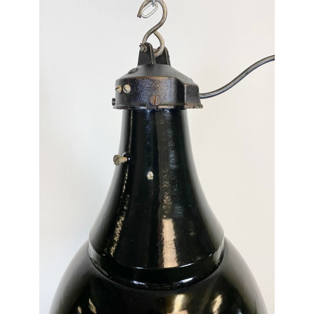 Paint Industrial Bauhaus Black Enamel Pendant Lamp, 1930s For Sale - Image 7 of 12