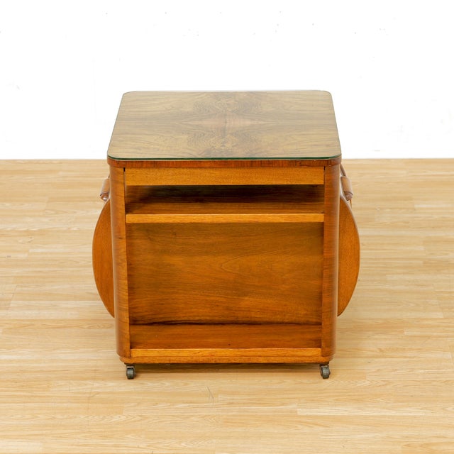 1950s Art Deco Revival Walnut Dry Bar Cart Side Table by Incorporall For Sale - Image 11 of 17