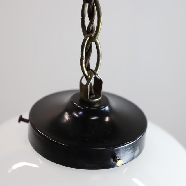 Art Deco Milk Glass Pendant Light For Sale - Image 9 of 14