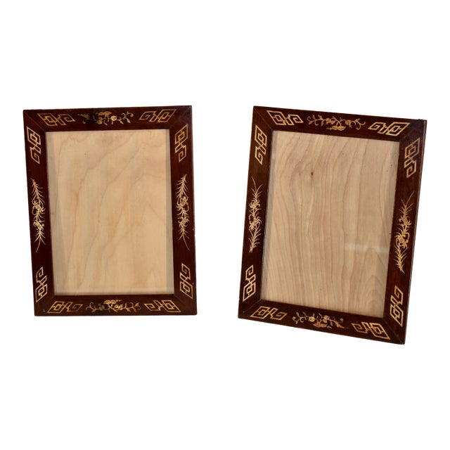 Pair of 19th Century Rosewood Picture Frames With Bone Inlay For Sale