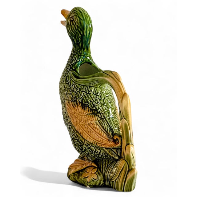 French Majolica Duck Pitcher by Keller & Guerin for Saint Clement, 1900s For Sale - Image 12 of 16