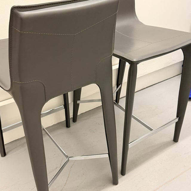 Pair of Holly Hunt Adriatic Counter Stools For Sale - Image 10 of 12