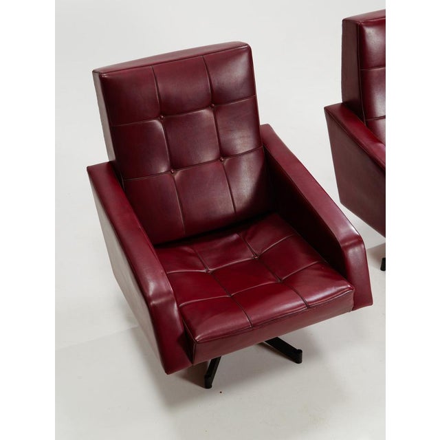 Red Vintage Lounge Chairs in Leatherette, 1950s, Set of 2 For Sale - Image 8 of 11
