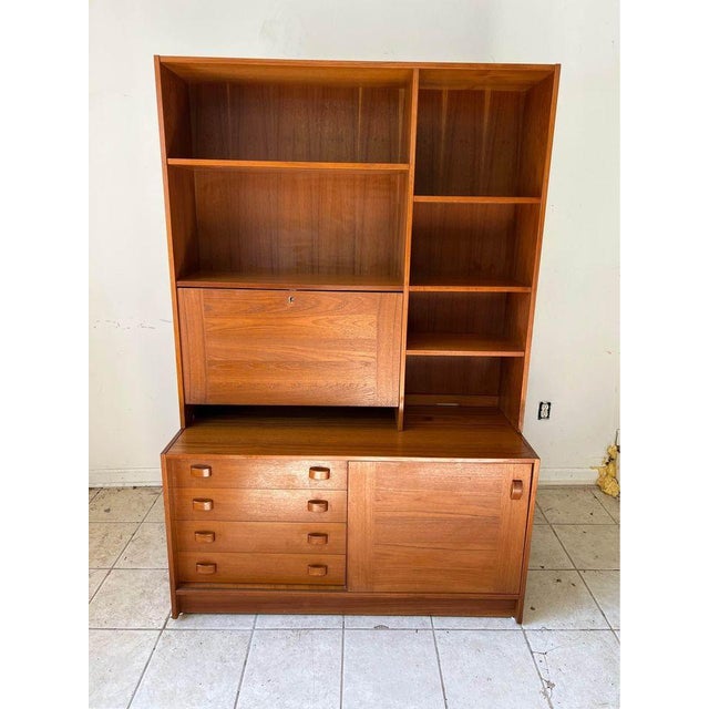 Domino Domino Møbler Mid Century Modern Danish Teak Two Part Bookcase Wall Unit For Sale - Image 4 of 11
