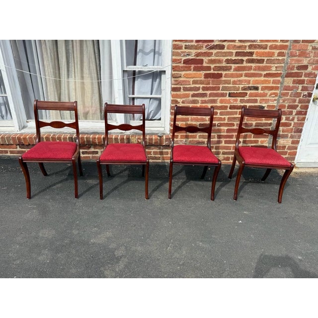 Traditional Mid 20th Century Set of 6 Federal Ducan Phyfe Style Dining Chairs For Sale - Image 3 of 17