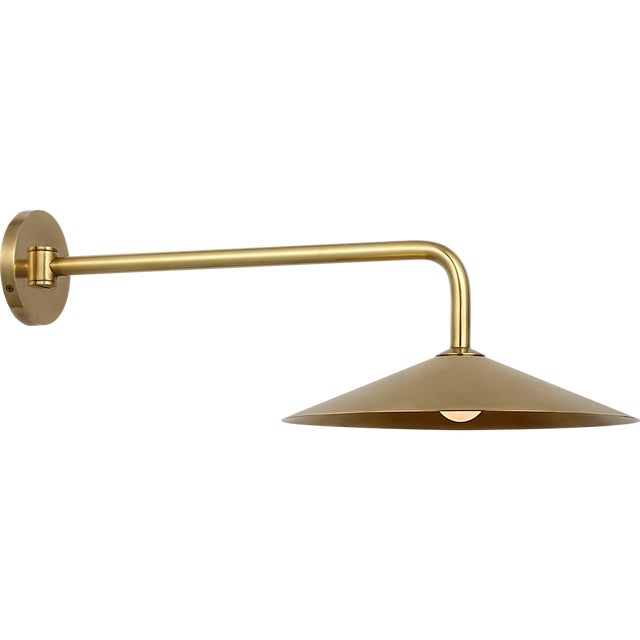 Amber Lewis for Visual Comfort Signature Ponce 9" Articulating Sconce in Hand-Rubbed Antique Brass with Hand-Rubbed Antique Brass Shade For Sale In Houston - Image 6 of 11