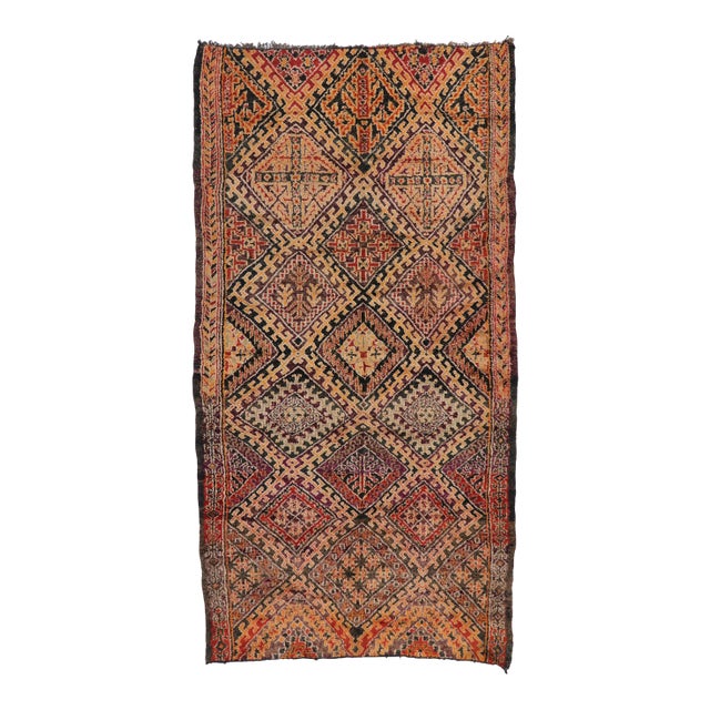 Vintage Berber Beni M'Guild Moroccan Rug - 06'08 X 12'07 For Sale