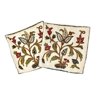 Vintage Floral Embroidered Pillow Covers- Set of 2 For Sale