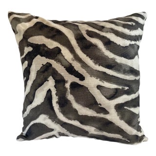 Vintage Animal Print Pillow With Velvet Back For Sale