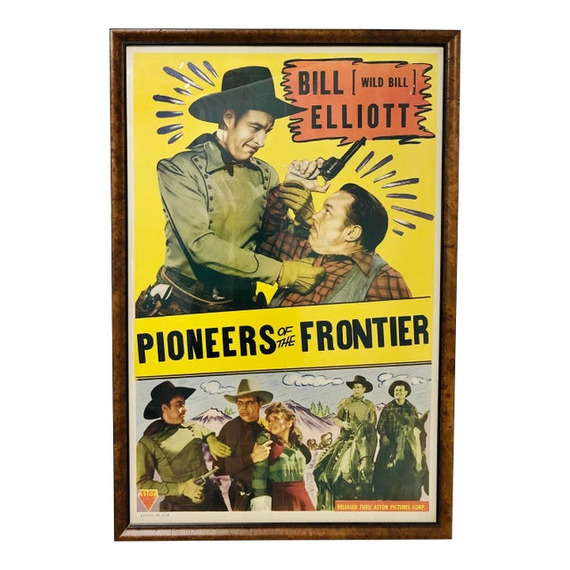 Vintage 1940s Hollywood Western Press Poster in Burl Frame | Chairish