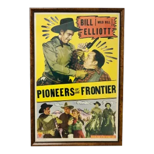 Vintage 1940s Hollywood Western Press Poster in Burl Frame
