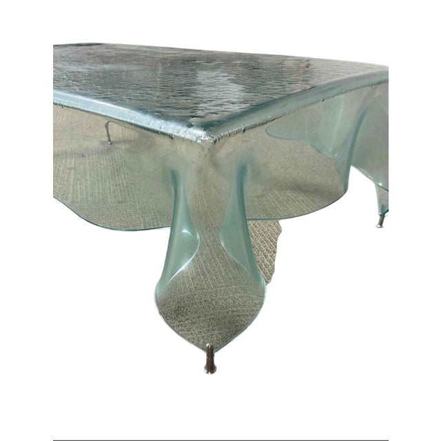 Light Green 1980's Vintage Murano "attributed" Glass Hand Blown Handkerchief Coffee Table from Italy For Sale - Image 8 of 8