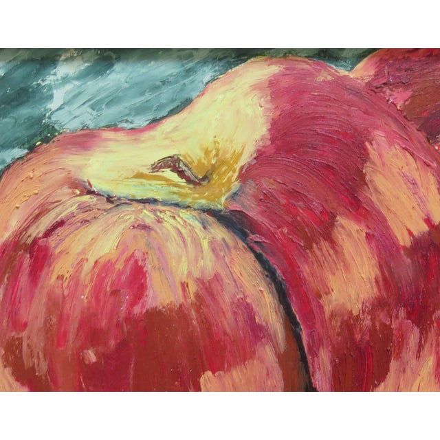 Abstract Original Oilstick on Board Still Life by Susan R. Wilson - "Just Peachy" For Sale - Image 3 of 8