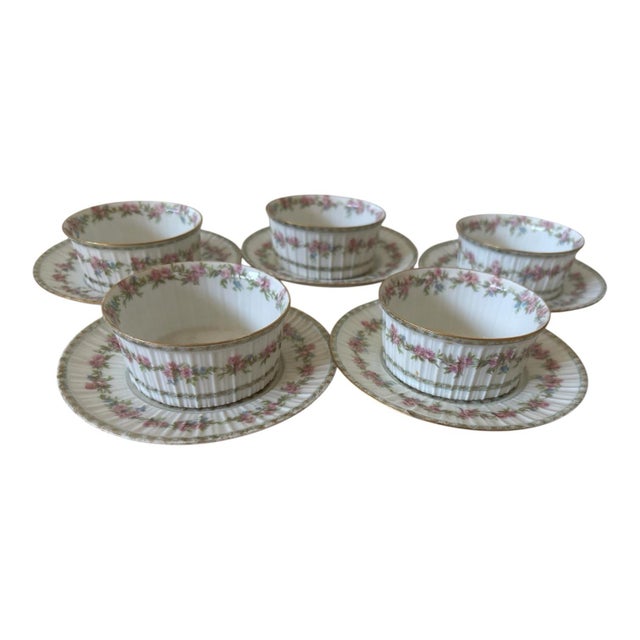 Early 20th-Century Charles Field Haviland Limoges Floral Ramekins & Underplates — Set of 10 For Sale - Image 10 of 12