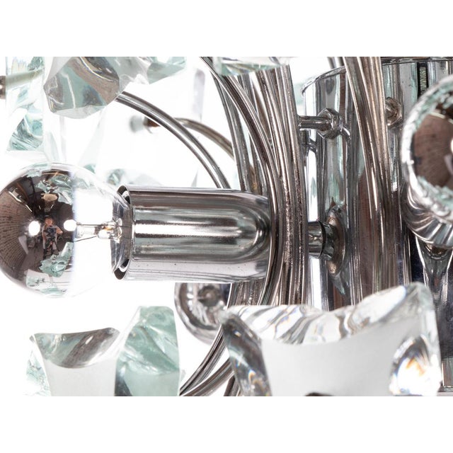 Sputnik Chandelier in Turquoise Glass & Chrome from Fontana Arte, Italy, 1970s For Sale - Image 10 of 12