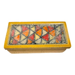 60s Bitossi Ceramic Box W/Fused Glass For Sale