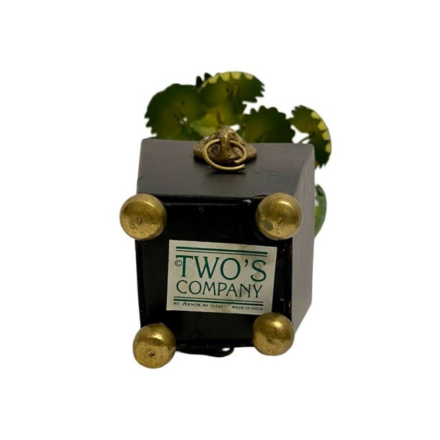 Vintage Hollywood Regency. Metal Petite Potted Palm Tree With Lions Head For Sale In Atlanta - Image 6 of 6