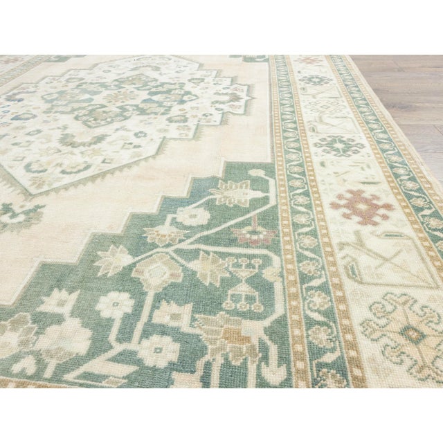 Vintage Turkish Rug - Handwoven Wool With Faded Medallion - Mid-Century Anatolian Beauty - 6'9" X 9'10" For Sale - Image 13 of 16