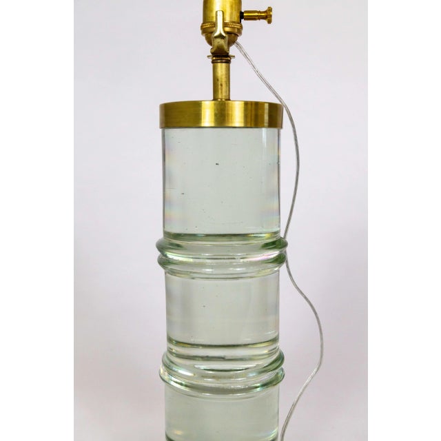 Mid 20th Century Banded Cylindrical Murano Magnifying Solid Glass Lamp For Sale - Image 4 of 11