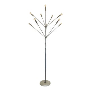 1950s Sputnik Floor Lamp With Marble Base Mid-Century Modern Italian Stilnovo Flos For Sale