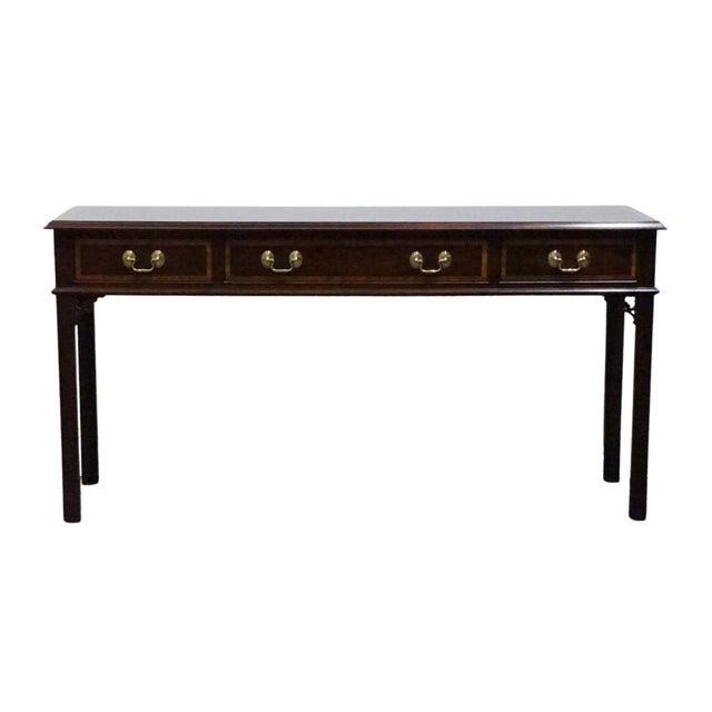 Chippendale Pennsylvania House Banded Mahogany Traditional Chippendale Style 54" Accent Console Sofa Table 13-1509 For Sale - Image 3 of 12