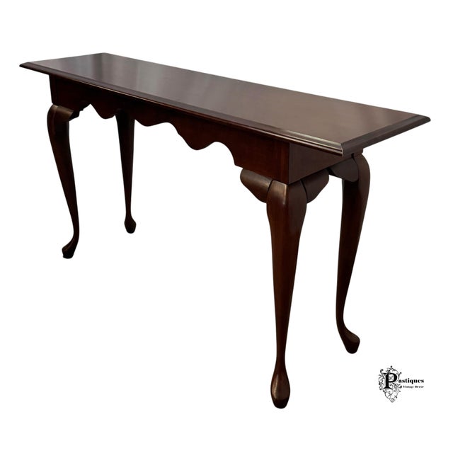 Wood Vintage Queen Anne Style Mahogany Finish Console Table For Sale - Image 7 of 8