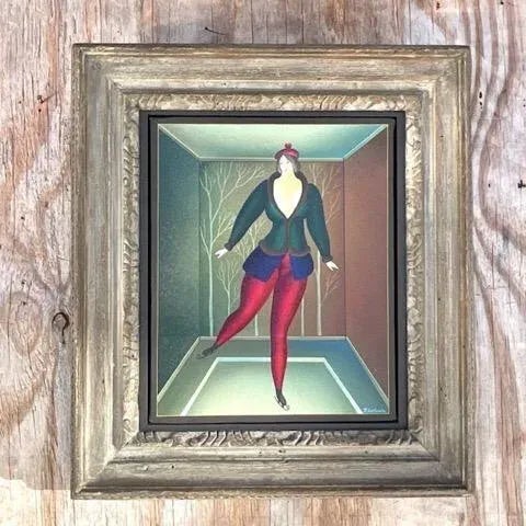 Late 20th Century Vintage Boho Signed Original Oil Painting of Dancing Woman For Sale - Image 5 of 9