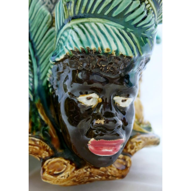 Antique French Onnaing Majolica Blackamoor and Lions Jardinière, C. 1900 For Sale - Image 9 of 12