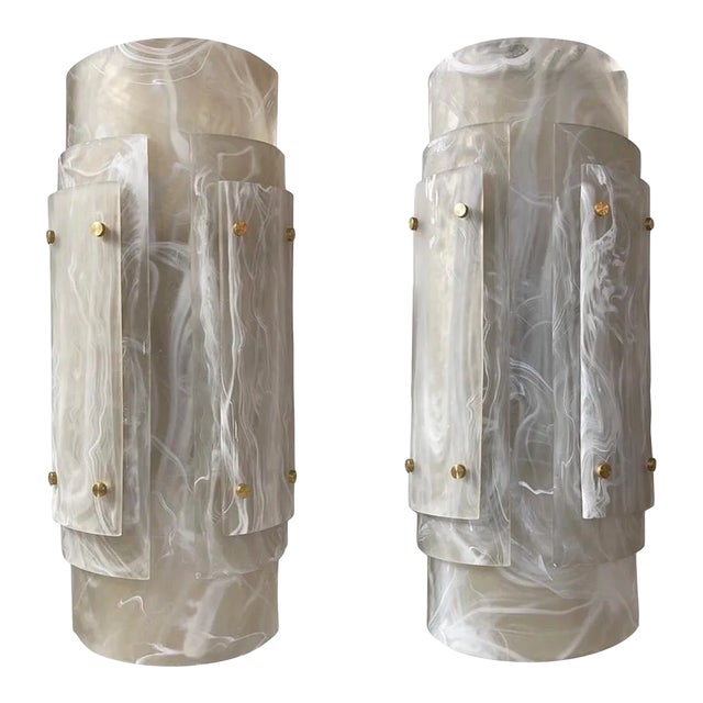 Early 21st Century Large Scale Murano Glass and Brass Sconces - A Pair For Sale