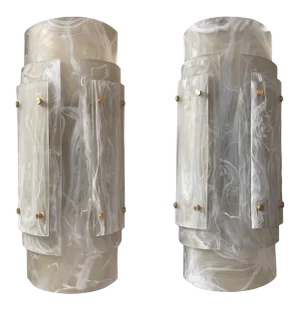 Early 21st Century Large Scale Murano Glass and Brass Sconces - A Pair