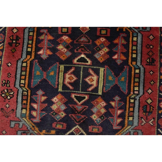 Karajeh Runner 3’3” X 11’4” Red Wool Semi-Antique Tribal Hand-Knotted Rug For Sale - Image 9 of 15
